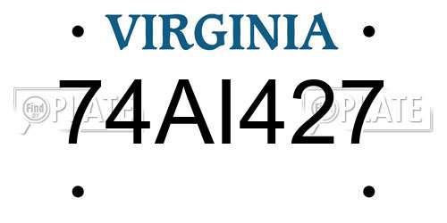 74AI427 Virginia License Plate