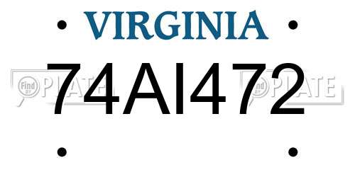 74AI472 Virginia License Plate