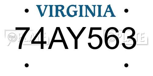 74AY563 Virginia License Plate