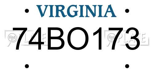 74BO173 Virginia License Plate