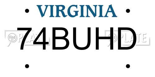 74BUHD Virginia License Plate