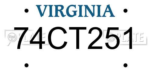 74CT251 Virginia License Plate