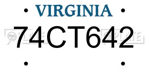 74CT642 Virginia License Plate