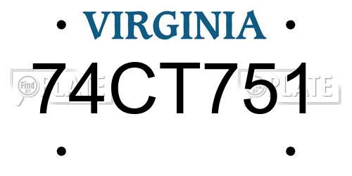 74CT751 Virginia License Plate