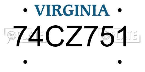 74CZ751 Virginia License Plate
