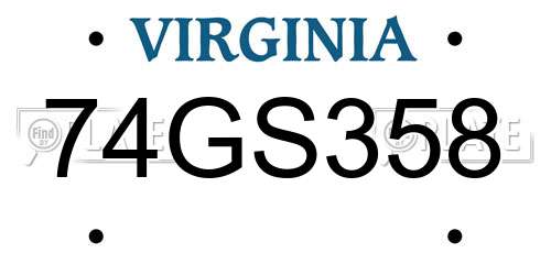 74GS358 Virginia License Plate