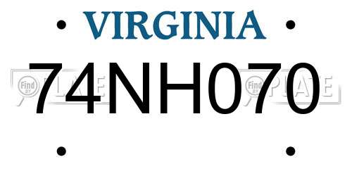 74NH070 Virginia License Plate