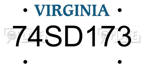 74SD173 Virginia License Plate