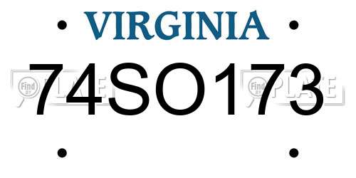 74SO173 Virginia License Plate