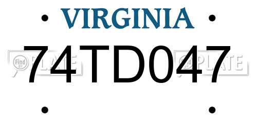74TD047 Virginia License Plate