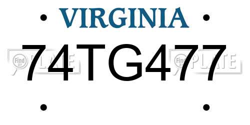 74TG477 Virginia License Plate