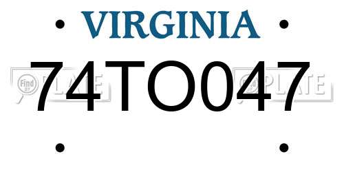 74TO047 Virginia License Plate