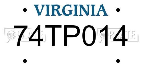 74TP014 Virginia License Plate