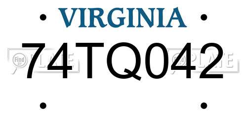 74TQ042 Virginia License Plate