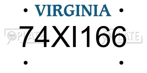 74XI166 Virginia License Plate