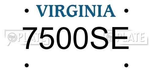 7500SE Virginia License Plate