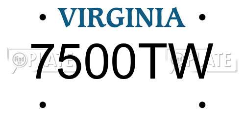 7500TW Virginia License Plate