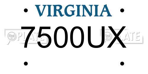 7500UX Virginia License Plate