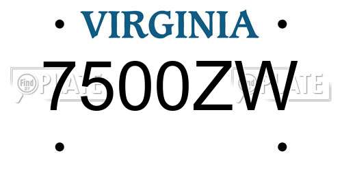 7500ZW Virginia License Plate