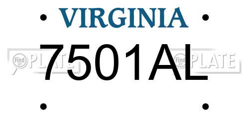 7501AL Virginia License Plate