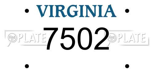 7502 Virginia License Plate