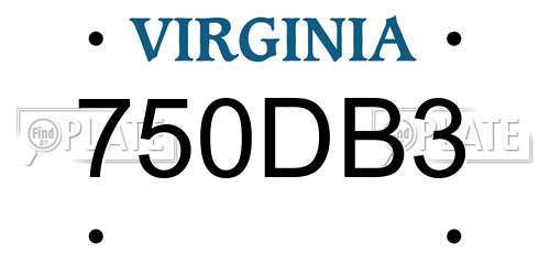 750DB3 Virginia License Plate