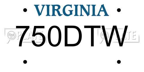 750DTW Virginia License Plate