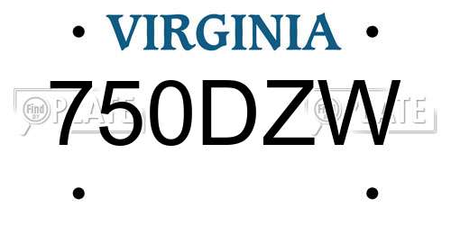 750DZW Virginia License Plate