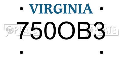 750OB3 Virginia License Plate