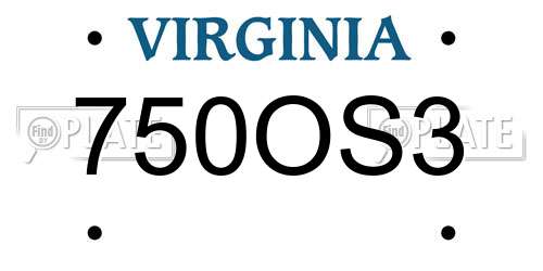750OS3 Virginia License Plate