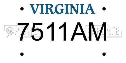7511AM Virginia License Plate
