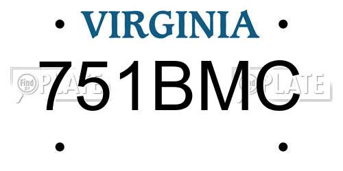 751BMC Virginia License Plate