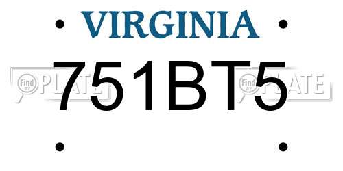 751BT5 Virginia License Plate