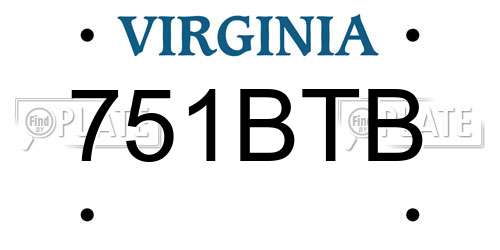 751BTB Virginia License Plate