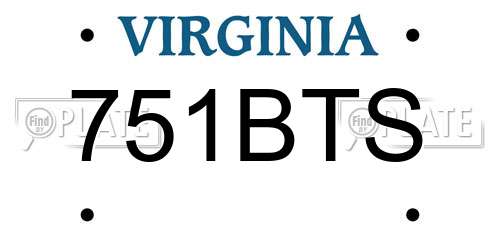 751BTS Virginia License Plate