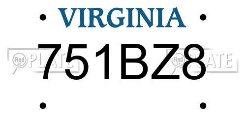 751BZ8 Virginia License Plate