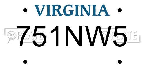 751NW5 Virginia License Plate