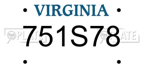751S78 Virginia License Plate