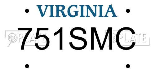 751SMC Virginia License Plate