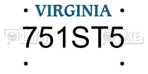 751ST5 Virginia License Plate