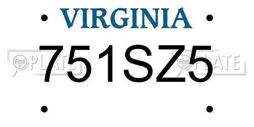751SZ5 Virginia License Plate