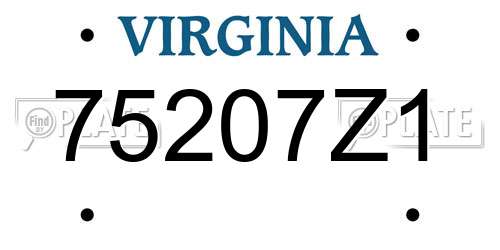 75207Z1 Virginia License Plate