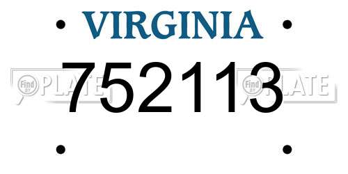 752113 Virginia License Plate