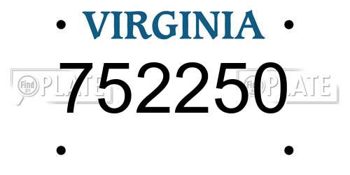 752250 Virginia License Plate