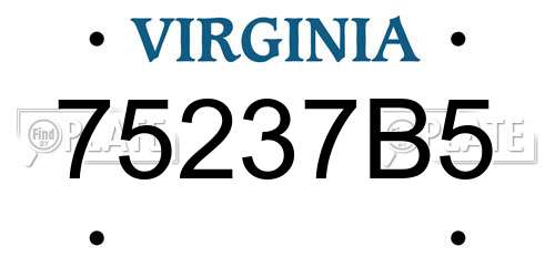 75237B5 Virginia License Plate
