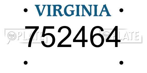 752464 Virginia License Plate