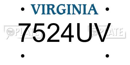 7524UV Virginia License Plate