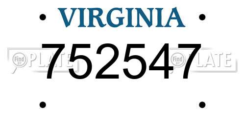 752547 Virginia License Plate