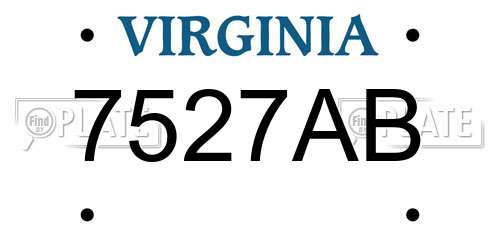 7527AB Virginia License Plate
