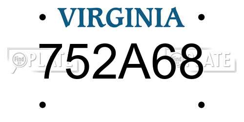 752A68 Virginia License Plate
